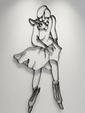 Figure Skating Woman Metal Wall Art Black